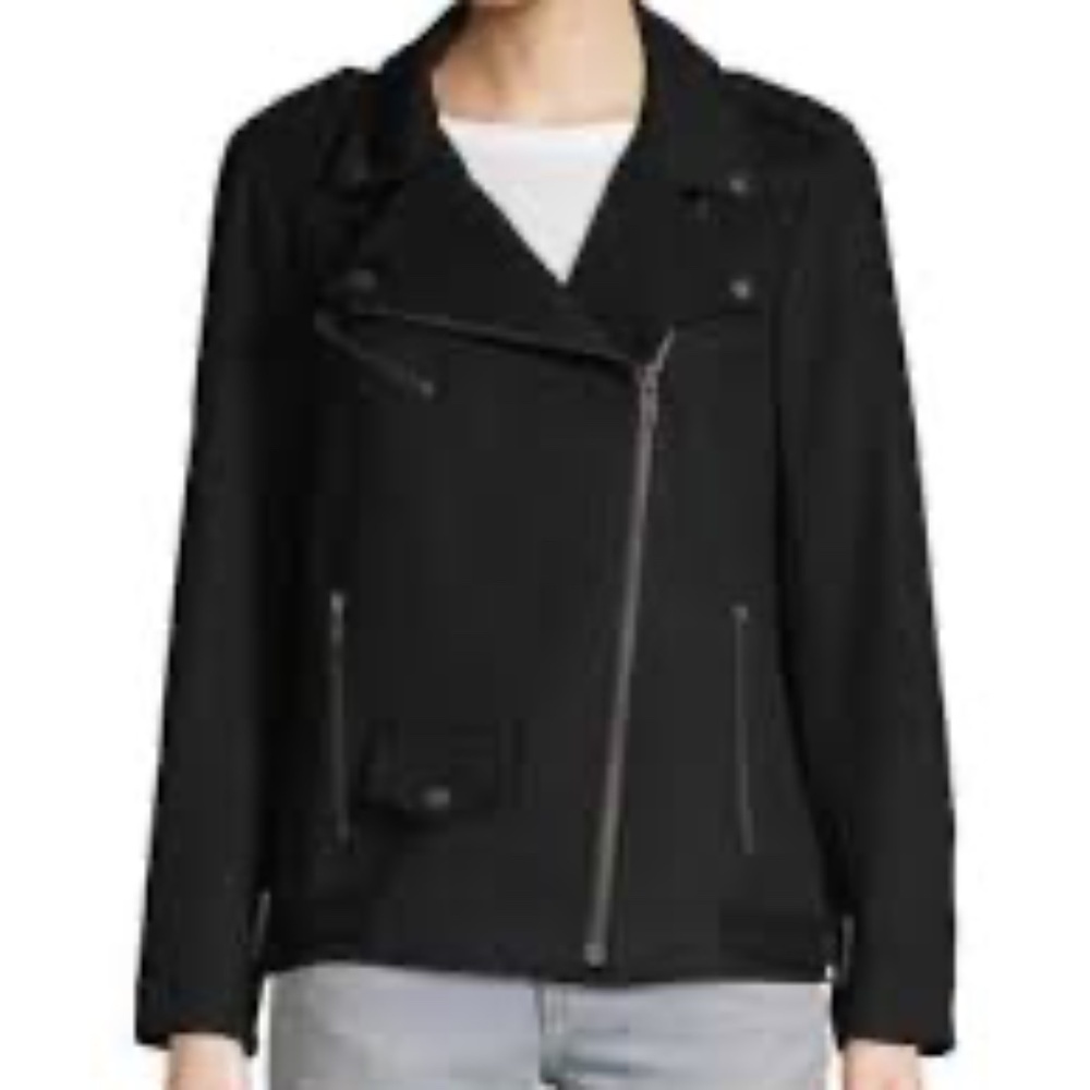 Rebecca Minkoff Brando Wool Blend Moto Jacket - Black Women Size Large